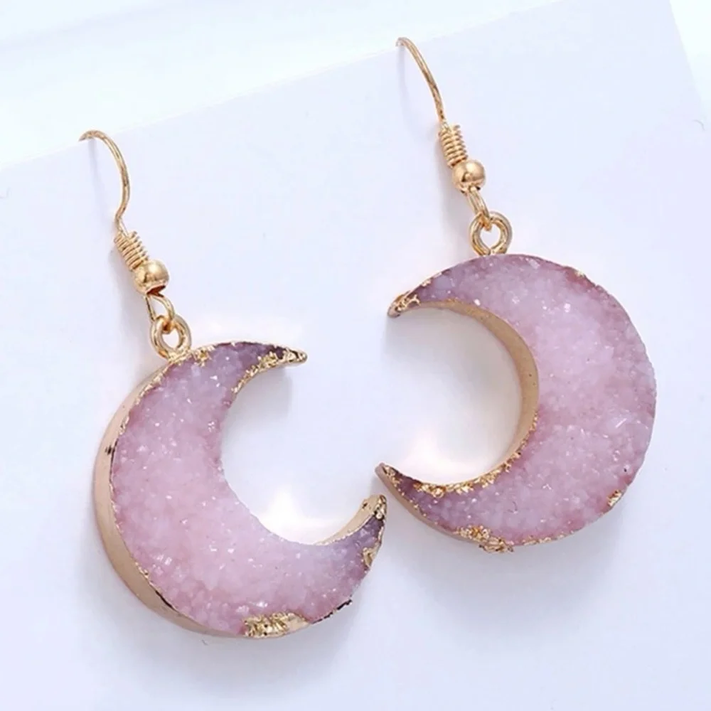 🌙 Celestial Crystal Moon Earrings 🌙 - Picture 1 of 5